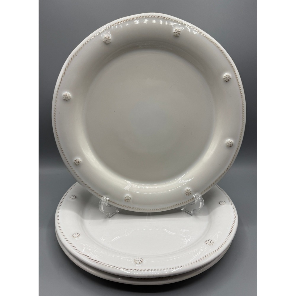 Juliska Berry and Thread Whitewash Dinner Plates Set of 3 Ceramic Stoneware 11in